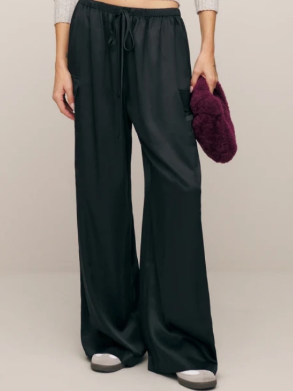 Reformation Satin cargo pants